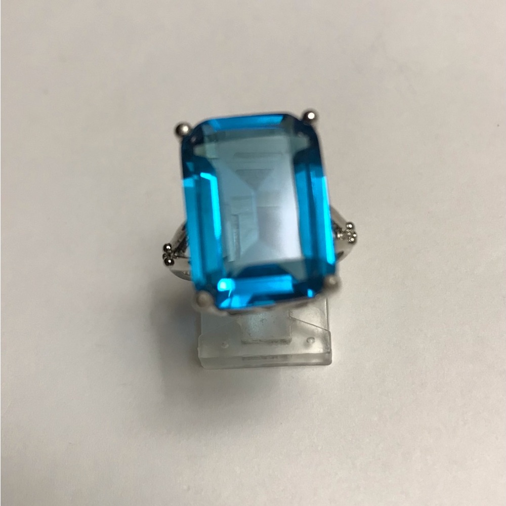 Blue Topaz Stamped 925 Sterling Silver Ring